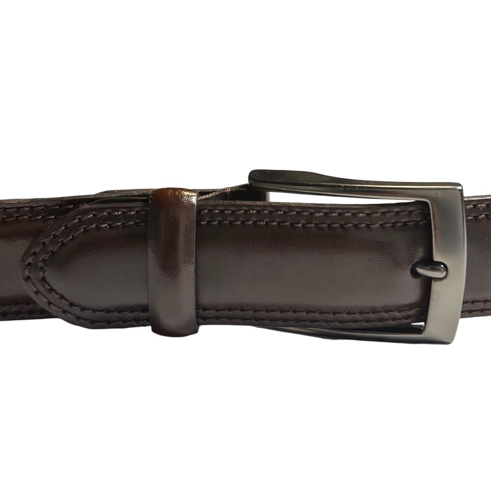 Boconi Nashville Leather Dress Belt Dark Brown Gunmetal Men's‎ Size 40